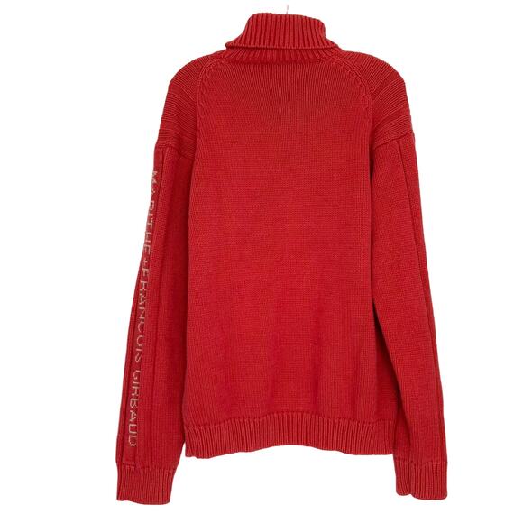 NWOT VINTAGE MARITHE FRANCOIS GIRBAUD Sweater Men L Red LogoSpellOut Turtleneck - Picture 2 of 7